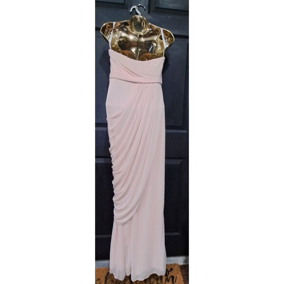 DAVID'S BRIDAL Pink Mesh Grecian Inspired Draped Formal Dress Gown SZ: 8 - Picture 15 of 16